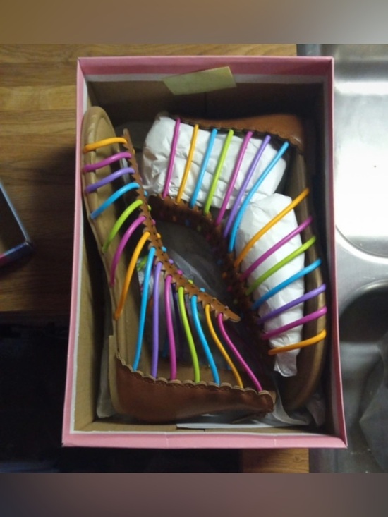 Shoes - New -5 whimsical Festival, Bohemian Brown Leather Sandals with Multicolor Straps